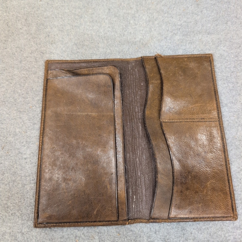 Vintage Hand Tooled Leather Long Wallet Aztec Mayan Warrior Brown Bifold NA305 - Picture 4 of 5